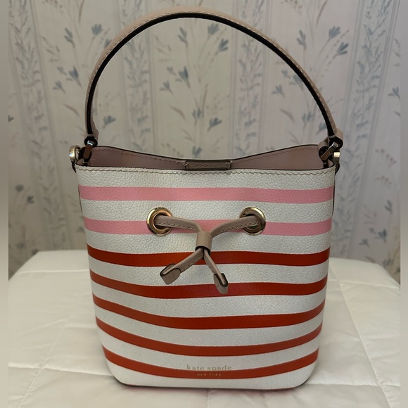 Kate Spade Striped Pink and Red Bucket Bag - Picture 1 of 16